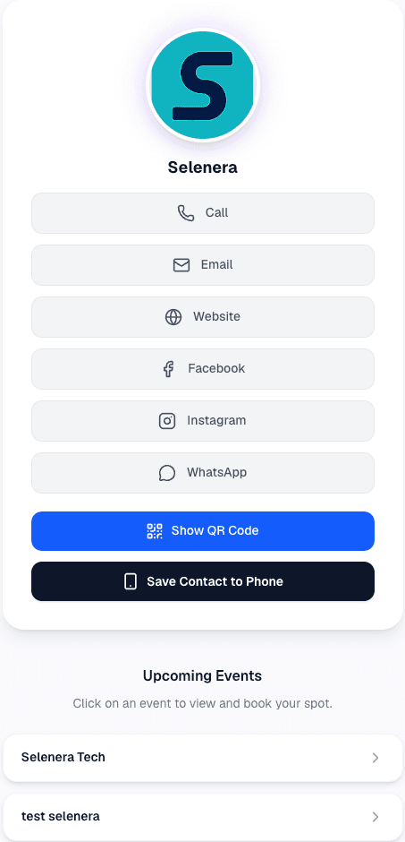 Default seleneone.com profile: link-tree layout with booking and salon links